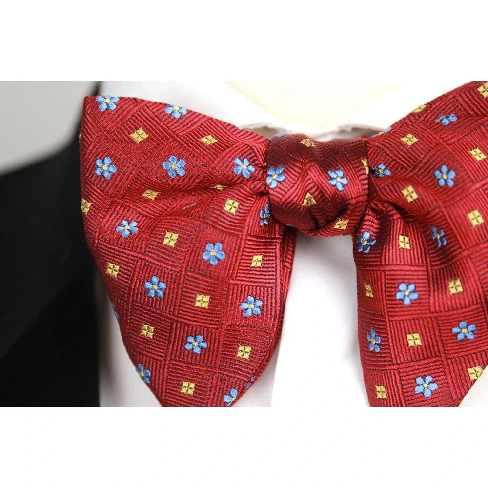 Men's Self-Tied Big‎ Butterfly Bow Tie Red Ornamental Pattern S717